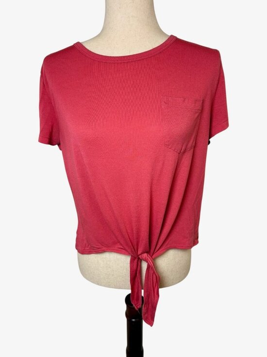 J. Crew Tops - J.Crew Pink Tie Front Cropped Short Sleeve T-Shirt Size Medium